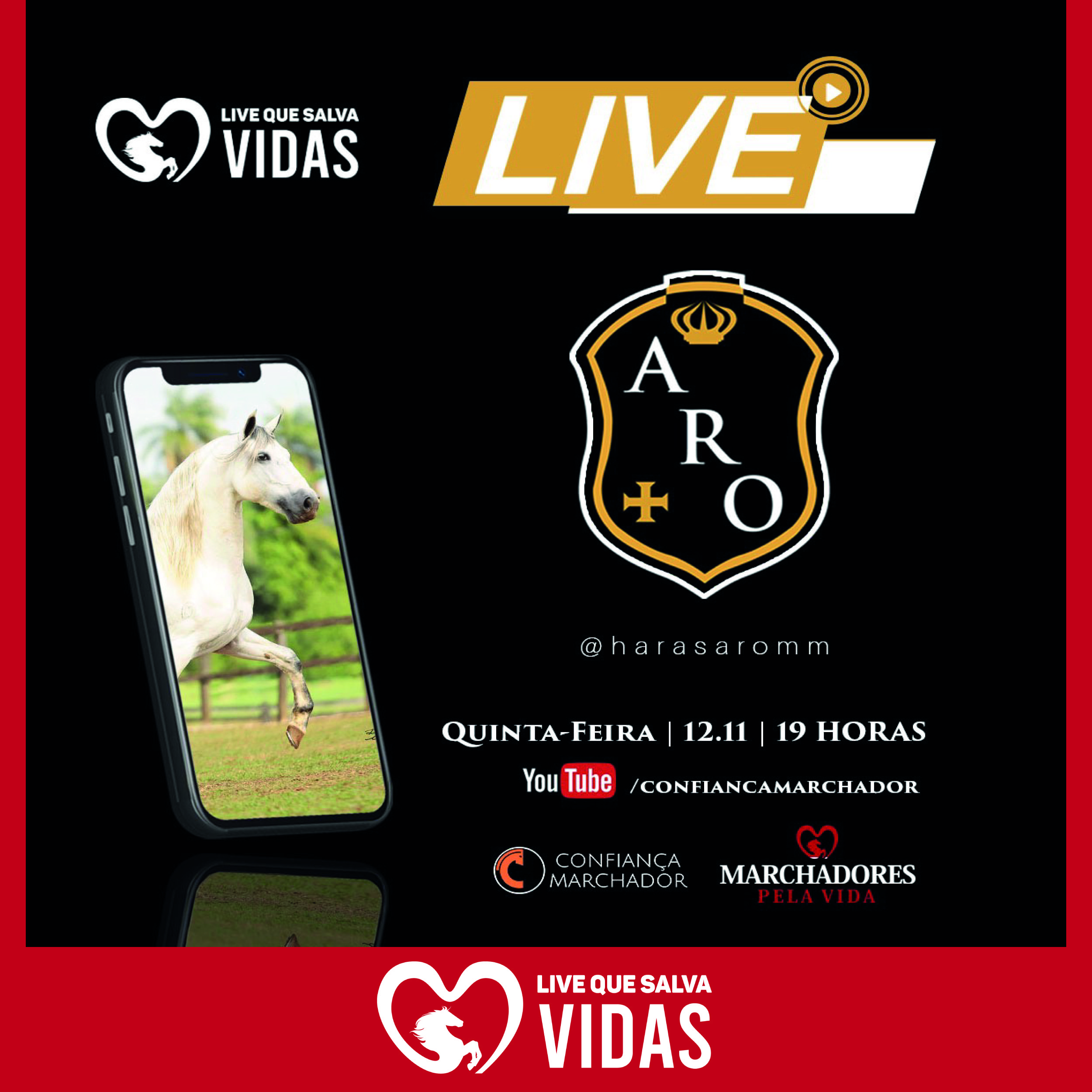 HARAS ARO promove LIVE QUE SALVA VIDAS